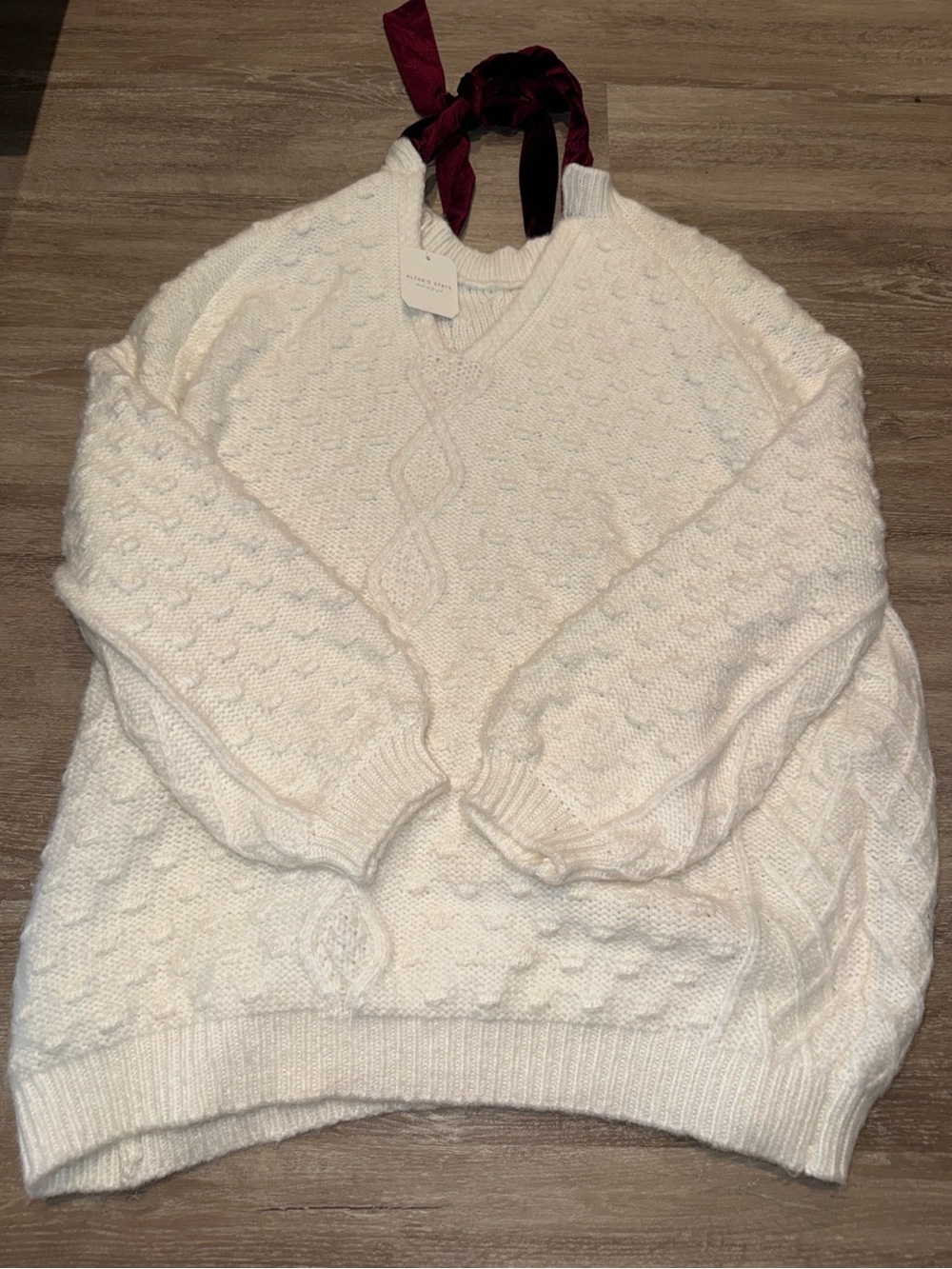 Altar'd State Cream Cable-Knit Sweater